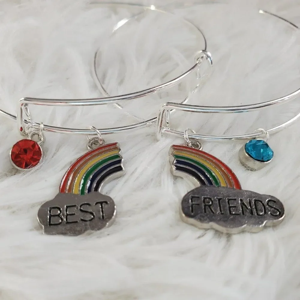 Silver Best Friend Set of 2 Charm Bracelets, Best Friend Gifts